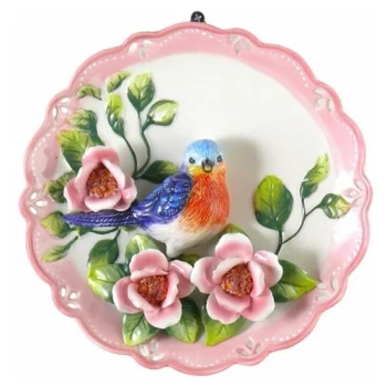 Тарелка декоративная настенная Lefard Птица 59-171, 20 см розовый